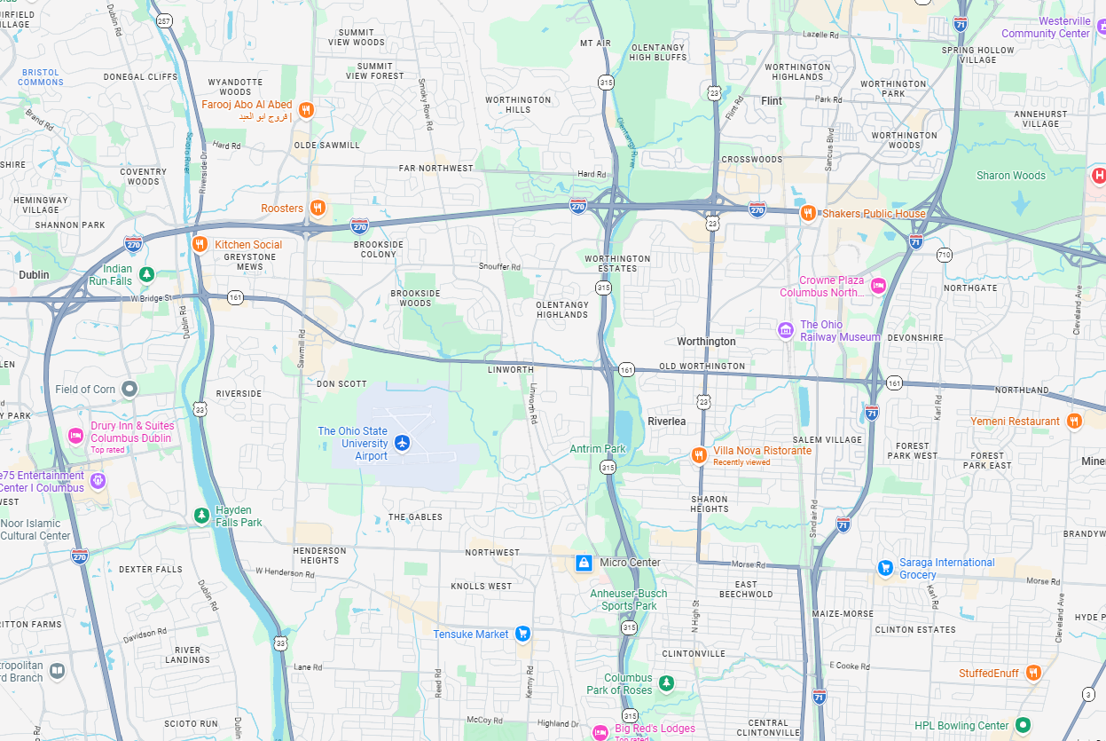 Map of the High + Henderson Dental area in Clintonville, Columbus